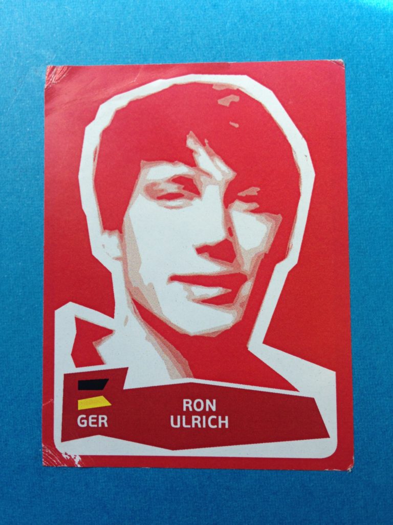 Panini-Sticker mit dem Porträt von Ron Ulrich